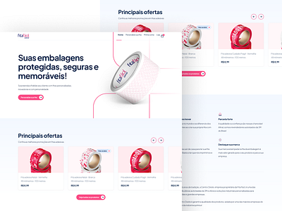 FitaFácil • E-commerce 12 columns candy cards clean ecommerce flat form grid interface landing page minimal pattern pink responsive ribeirão preto soft colors são paulo tape ui