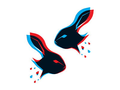 Bunny Chop 3d animal blue bunny rabbit red stereoscopic