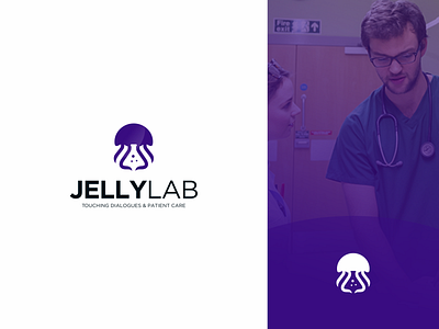 Jellylab animal jellyfish lab logo design