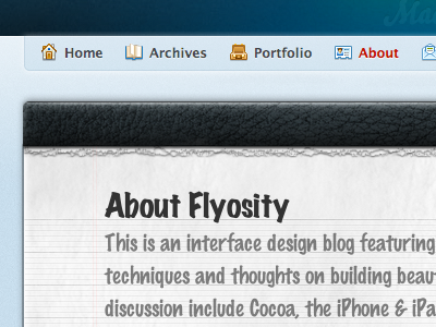 New Flyosity Design: About Page paper texture web design
