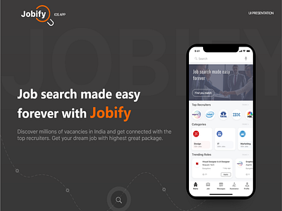 Jobify - UI Presentation app branding design design concept ios app design job searching app jobify trendy design ui