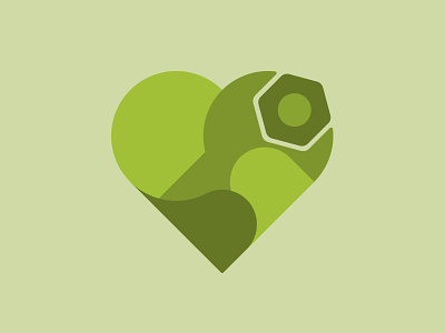Heart icon caring green heart icon logo tool