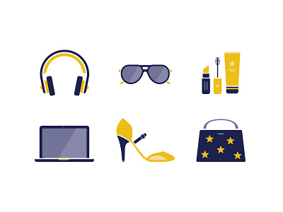 Iconpack bag glasses headphones highheals icon illustration laptop makeup