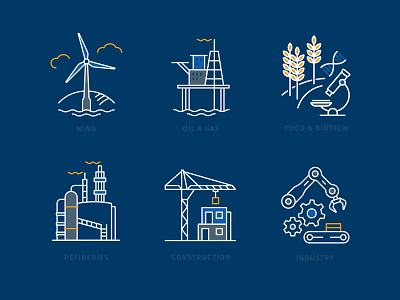 Web icons construction gas icons industry oil refineries wind