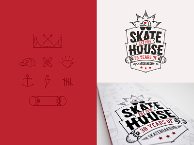 Skateboard design icons illustration skateboard