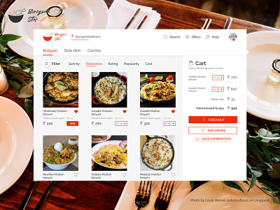 Food delivery website - Exclusively for Biriyani adobe flat food food app food delivery food design homepage illustrator landing landing page design ui ux webdesign website