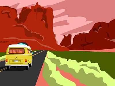 Travel the world adobe adobe illustrator flat illustration illustrator mountain road roadtrip travel traveling van vector