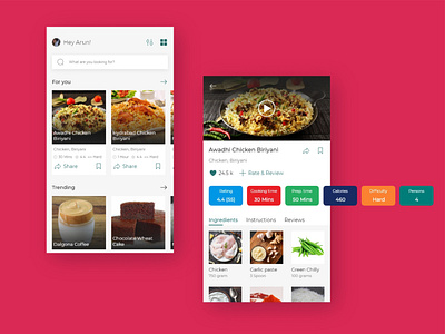 Cooking app adobexd cooking flat food app recipe ui ux