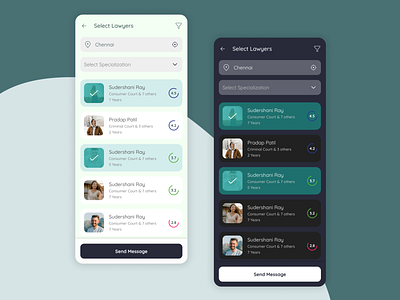 Lawyer listing screen android app bright dark darkmode groundedcolors ios lawyer listing mobile muted ui uiux uiuxdesign ux
