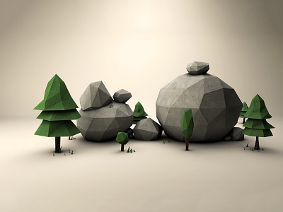 3D Nature Adventure 3d 3d illustration adventure graphic design low poli nature render rocks trees
