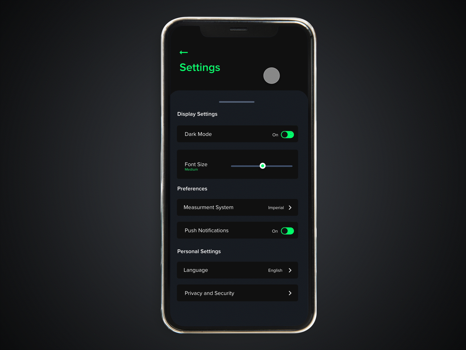 Settings Toggle - Daily UI Challenge 007 adobexd graphic design motion graphics uianimation uidesign uxdesign