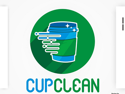 Cupclean branding clean company logo cupclean flat green logo