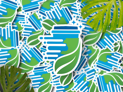 Cup Clean Sticker app blue brand design branding clean cup flat flat design graphic graphic design green green logo illustration illustrations logo logos new plastic sticker vector