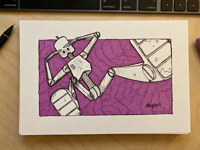 Daily Drawing - Day 3 - Near-sighted Bot character design illustration