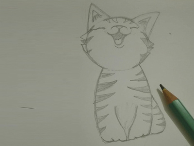 Happy Cat cat draw drawing drawing art happy cat illustration illustration art pencil pencil art pencil drawing