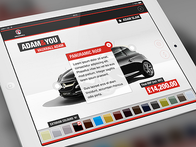 Vauxhall Adam - Mini Car Configurator ad ad design advertising clean design flat ios7 tablet ui ux