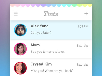 Tints | Messenger App app blur color symbolism graphic design messenger app ui user interface