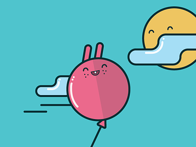 Bunniballoon ballon bunny cute illustration rabbit sun