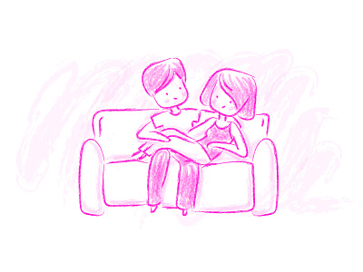 Stage 4: Optimism couple cute hand drawn illustration pink sketch
