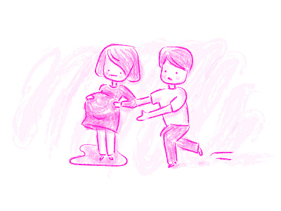 Stage 6: Nervousness couple cute hand drawn illustrations nervous pink pregnancy