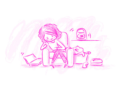 Stage 11: Discouragement cute discourage hand drawn illustration mother pink stress super woman