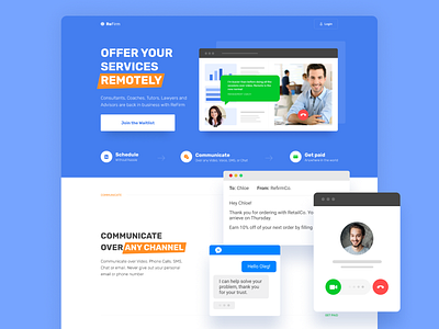 Mockup landing page for Startup call design illustration landing landingpage minimal service startup ui website