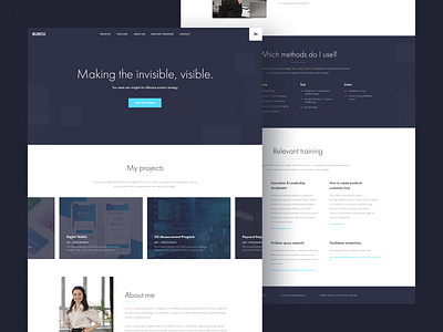 Mock-up for Burcu design expert flat homepage innovation landingpage marketing minimal mockup portfolio research startup typography ui user experience userinterface ux web webdesign website