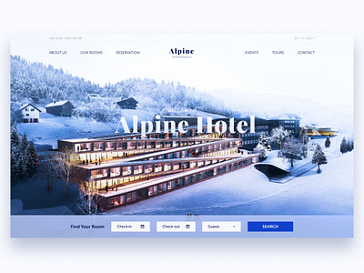 Hotel "Alpine" design illustration minimal typography ui ux web website