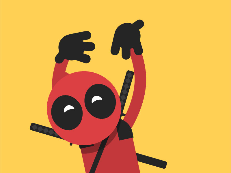 Deadpool hands animation character deadpool flat gif marvel vector