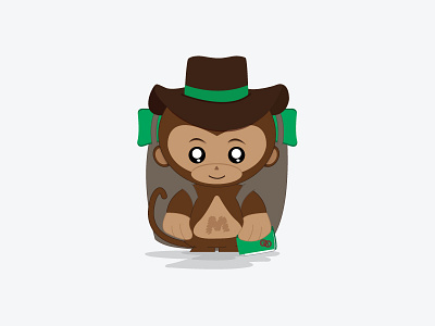Mascot for BackpackMojo [v1] backpackmojo branding character etienne pigeyre hiking illustration mascot monkey