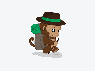 Mascot for BackpackMojo [V2] backpackmojo branding character etienne pigeyre hiking illustration mascot monkey