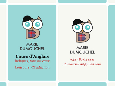 Business Cards for private english teacher business card english etienne pigeyre marie dumouchel owl teacher