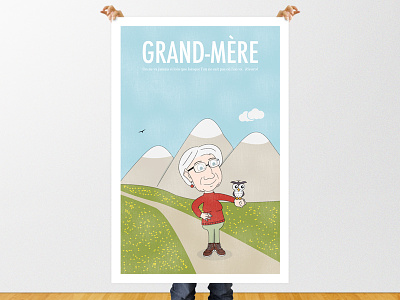 Poster for personal project etienne pigeyre french grandma mountain old owl poster vintage