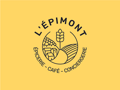 Logo for a grocery / coffee shop cob coffee shop country etienne pigeyre fields grocery shop houses studio dpe trees wheat