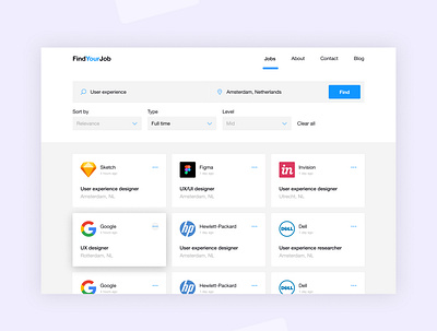 FindYourJob cards clean ui colors daily ui find job jobs minimalism search user interface web web design