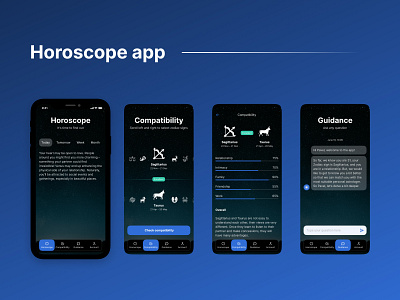 Horoscope app astrology dark mode horoscope mobile stars user interface zodiac