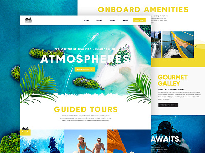 Atmospheres Website Design blue island travel travel website ui design vacation website website website design websites yacht yellow