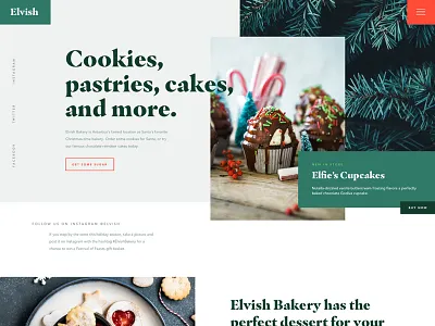 Elvish Bakery bakery baking christmas christmas website ecommerce holiday season holiday website holidays mock the halls mockthehalls north pole ui design web design winter