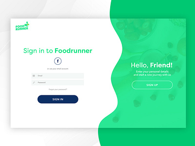 Foodrunner Login/Signup colorful design green login design login page playful sign sign in sign up ui ux website white