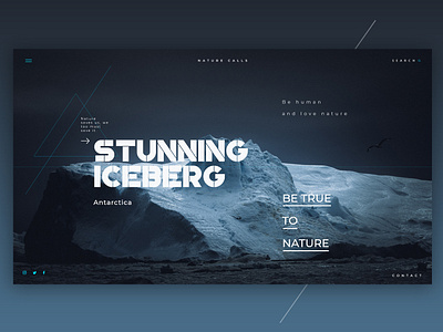 Nature Header - Iceberg dark design header hero nature ui ux water website xd