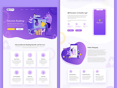 Bank Webdesign - UI UX clean colorful design illustration minimal purple ui ux vector website