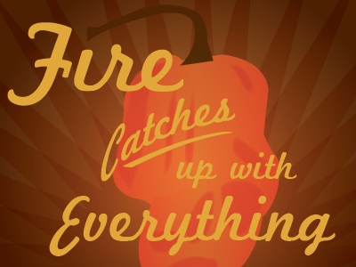Fire Catches up with Everything illustration lettering