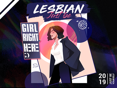 Just be yourself bussiness color gaypride girl illustration lesbian planet
