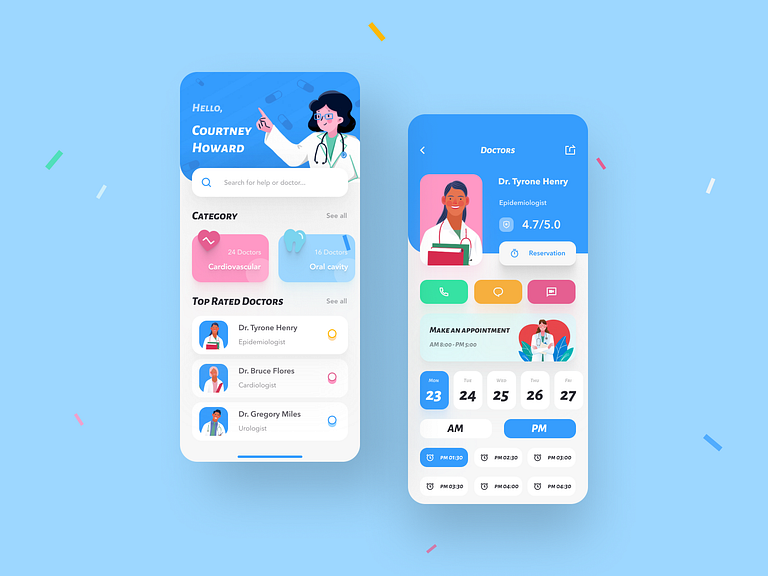 Telemedicine App UI by YueYue for Top Pick Studio on Dribbble