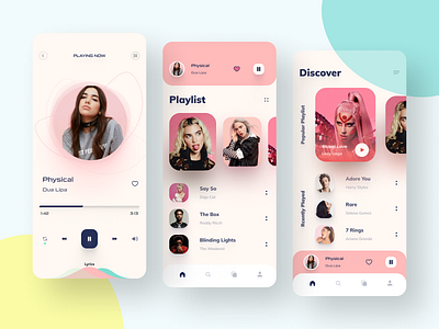 Music App Design 2020 app application clean color colour design figma icon mobile mobile app mobile app design mobile ui music music app music player ui ux