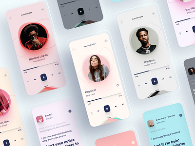 Music App Design-2 2020 app application clean design figma icon lyrics mobile mobile app mobile app design mobile ui music music app music art music player ui ux