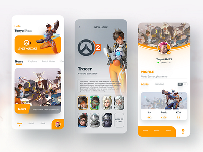 Overwatch2 Game App Design 2020 app application cards clean design figma game game app game ui games icon interface mobile mobile app overwatch overwatch league overwatch2 ui ux