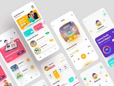 Child education App Design 2020 app child children children book illustration clean course app design education figma icon illustration mobile mobile app music player player reading ui ux