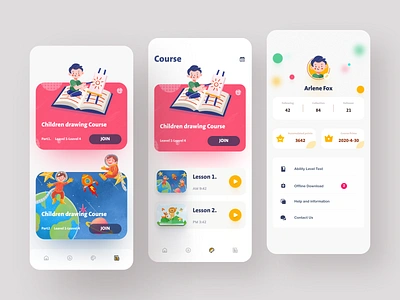 Child education App Design 2020 app child children book illustration childrens illustration clean course course app design draw drawing figma icon illustration mobile mobile app design mobile ui personal ui ux