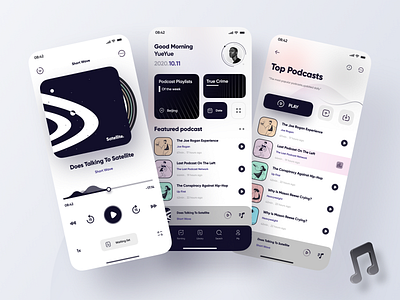 Podecast App Design 2020 app app design application design feed figma home screen icons mobile mobile ui player player card player ui podcast podcast art podcasting podcasts ui ux